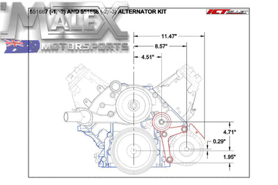 Billet Alternator Bracket Low Mount Vt- Vz Commodore Ls1 Factory Position + Idler Bracket