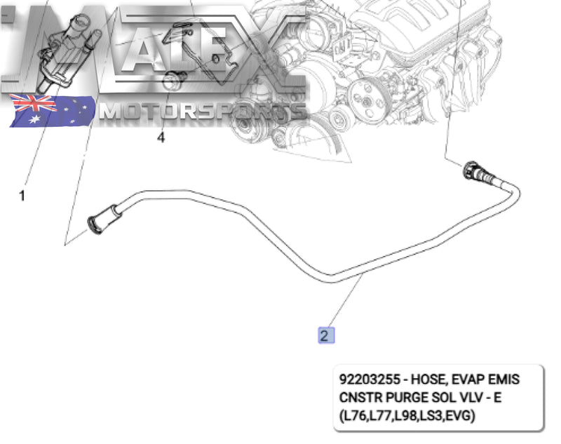 Genuine GM Vapor Canister Purge Solenoid Line 92203255
