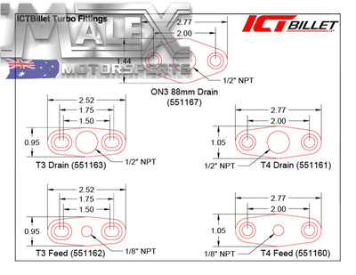 Gt15-Gt35 Billet Turbo Oil Return Drain Flange T3 1/2Npt Outlet Adapter