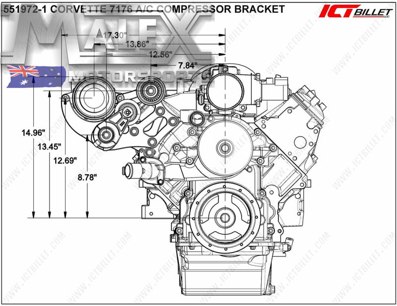 High Mount Bracket Kit For Sanden Mini 7176 Sd7 A/C Compressor Ls Ve-Vf Offset Accessory Bracket