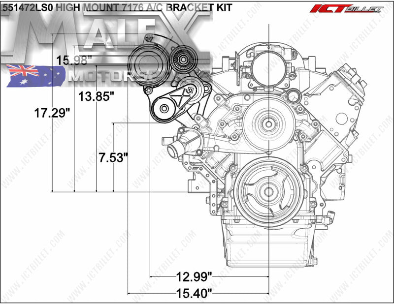 High Mount Bracket Kit For Sanden Mini 7176 Sd7 A/C Compressor Ls Vt-Vz Offset Accessory Bracket