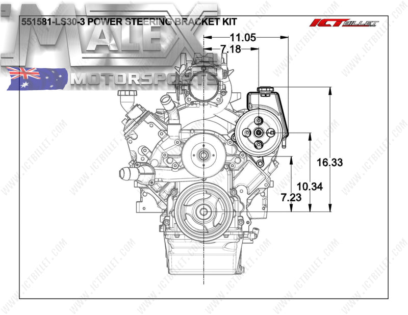 High Mount Truck Offset Power Steering Bracket (2010-2012 Camaro Pump) Accessory Bracket