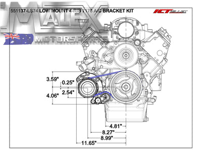 Low Mount 4-Rib A/C Compressor Bracket Sanden 7176 Ls1 Ls3 Ls2 Ac Ve-Vf Offset Accessory Bracket