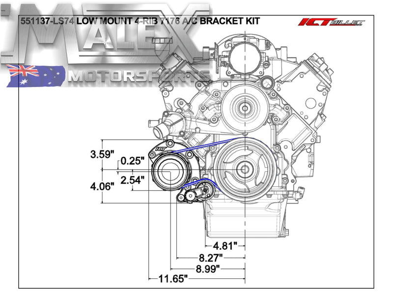 Low Mount 4-Rib A/C Compressor Bracket Sanden 7176 Ls1 Ls3 Ls2 Ac Ve-Vf Offset Accessory Bracket