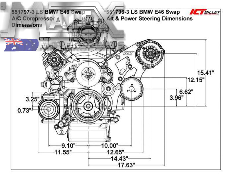 Ls Bmw 330I E46 Swap A/C Compressor Bracket Kit Corvette Ls1 Ls3 Lsx L98 L77 6.0L Accessory Bracket