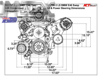 Ls Bmw 330I E46 Swap Alternator & Power Steering Bracket Kit Ls1 L98 Ls3 Ve-Vf Offset Accessory