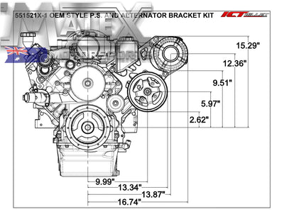 Ls Corvette - High Mount Alternator / Power Steering Pump Bracket Kit Ve- Vf Pulley Offset Bracket