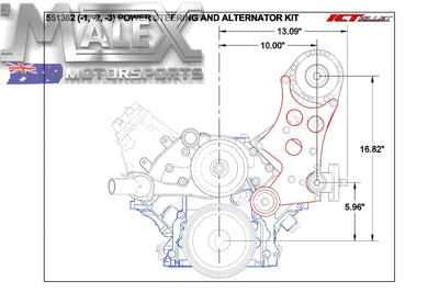 Ls High Mount Alternator/Power Steering Pump Bracket Kit Ve-Vf Pulley Offset Accessory Bracket