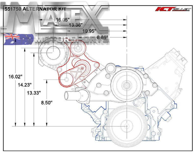 Ls High Mount Alternator Relocation Bracket Kit Lsx Ls1 Ls2 Ls3 Ls7 Ls6 Ls9 Ve-Vf Pulley Offset