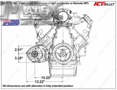 Ls Low Mount Alternator Bracket For Electric Or Remote Water Pump Vt-Vz Offset Driver Side