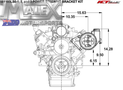 LS Saginaw Type-2 Power Steering Pump Bracket Kit VT-VZ offset Accessory bracket
