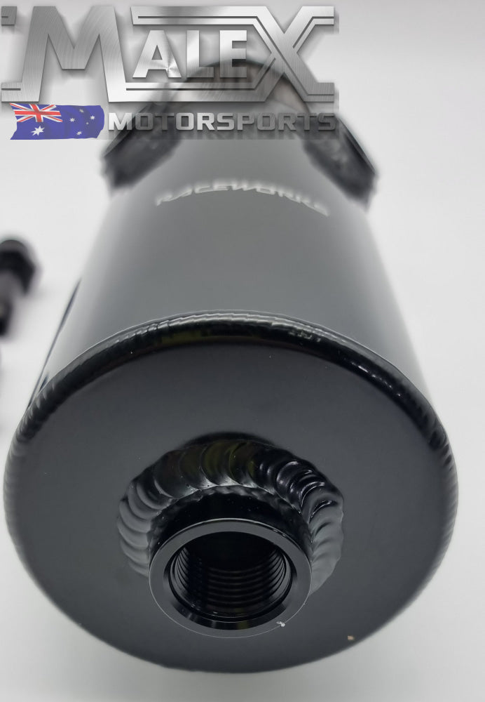 Raceworks Catch Can Round with Y Ports and Drain Plug