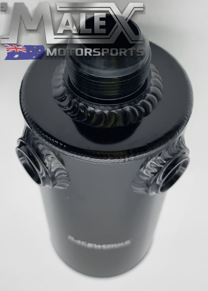 Raceworks Catch Can Round with Y Ports and Drain Plug – Malex ...