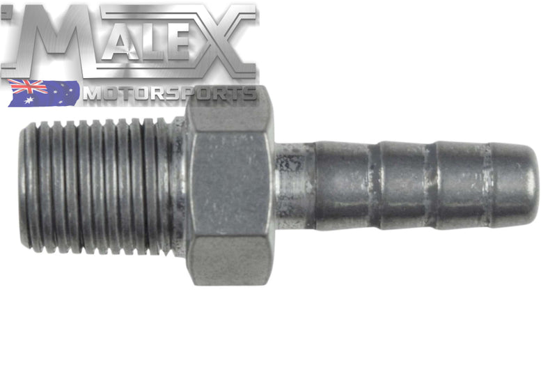 Straight 1/8 Npt Pipe To 1/4 .250 Hose Barb Fitting Bare Aluminum Fitting